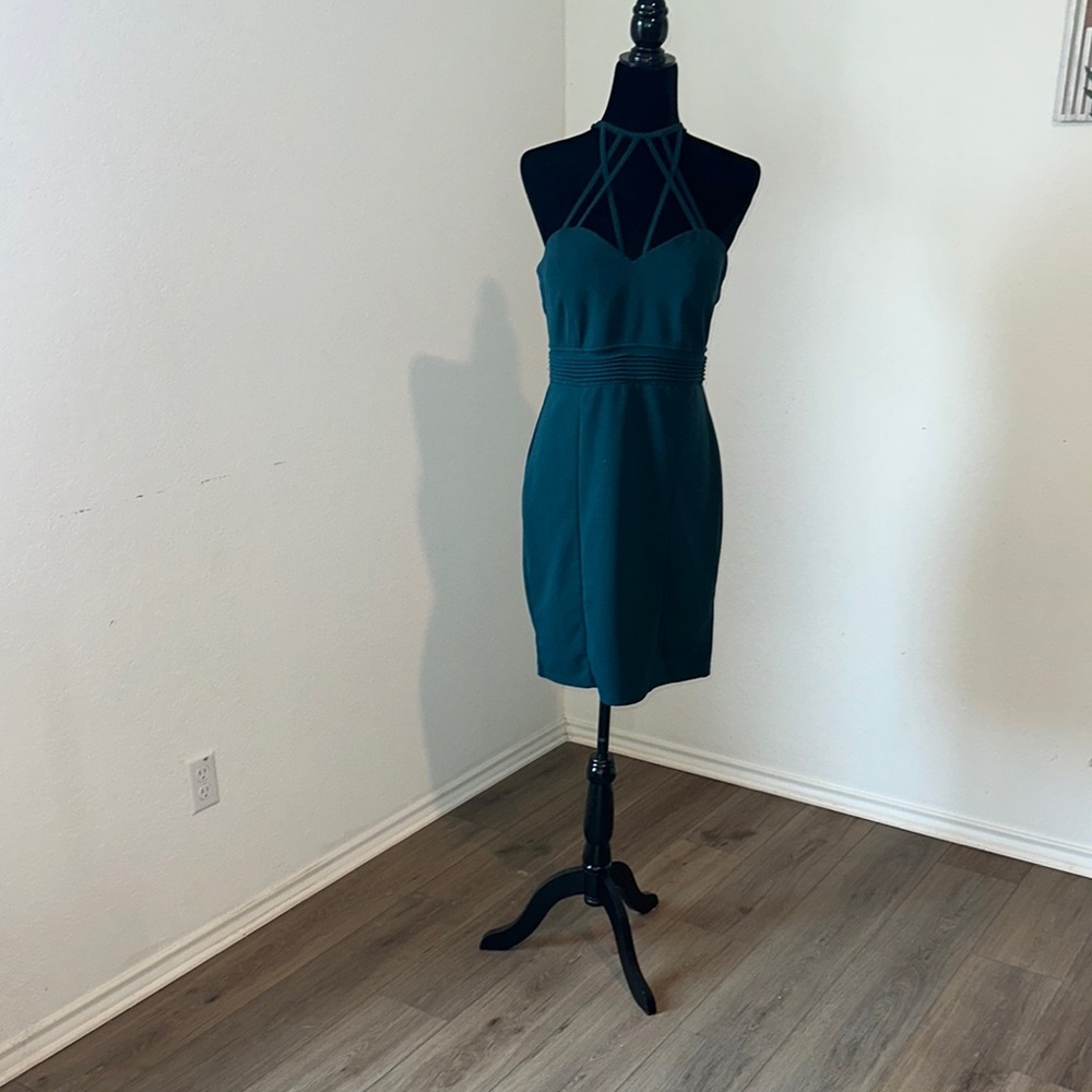 Elegant Teal Halter Dress